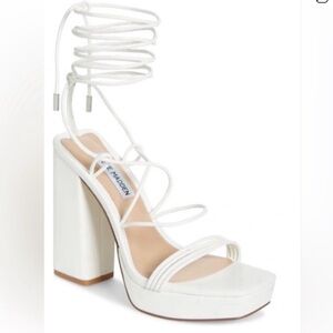 Steve Madden White Strappy Lace-Up Platform Sandals